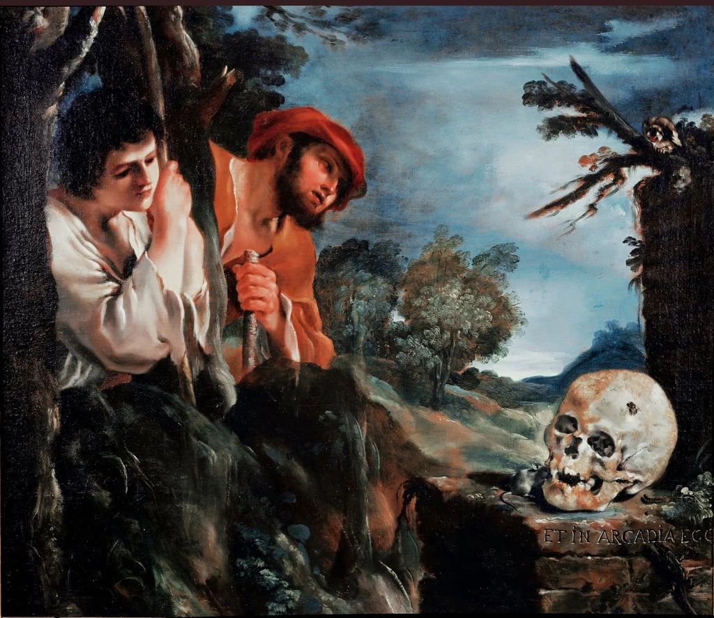 Giovanni Francesco Barbieri, il Guercino - I pastori dell'Arcadia Uomini intorno a una tomba dell'isola greca del Peloponneso, Gallerie Nazionali Barberini Corsini, Roma